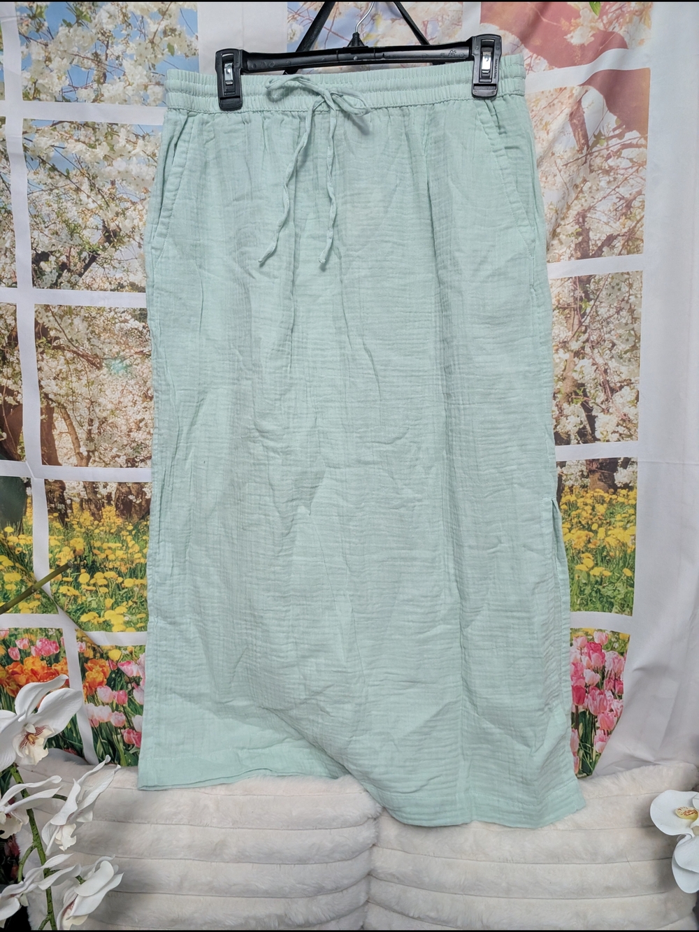 Universal Thread Mint Drawstring Maxi Skirt with Pockets